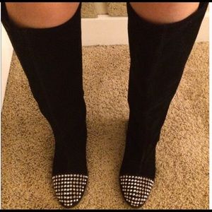 Black suede studded boots!